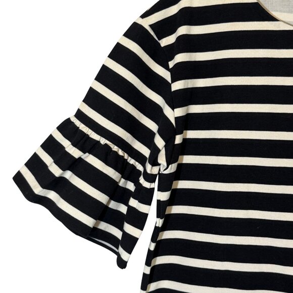 J. Crew Black n White Striped Short Sleeve Dress - Size Medium - Picture 4 of 8